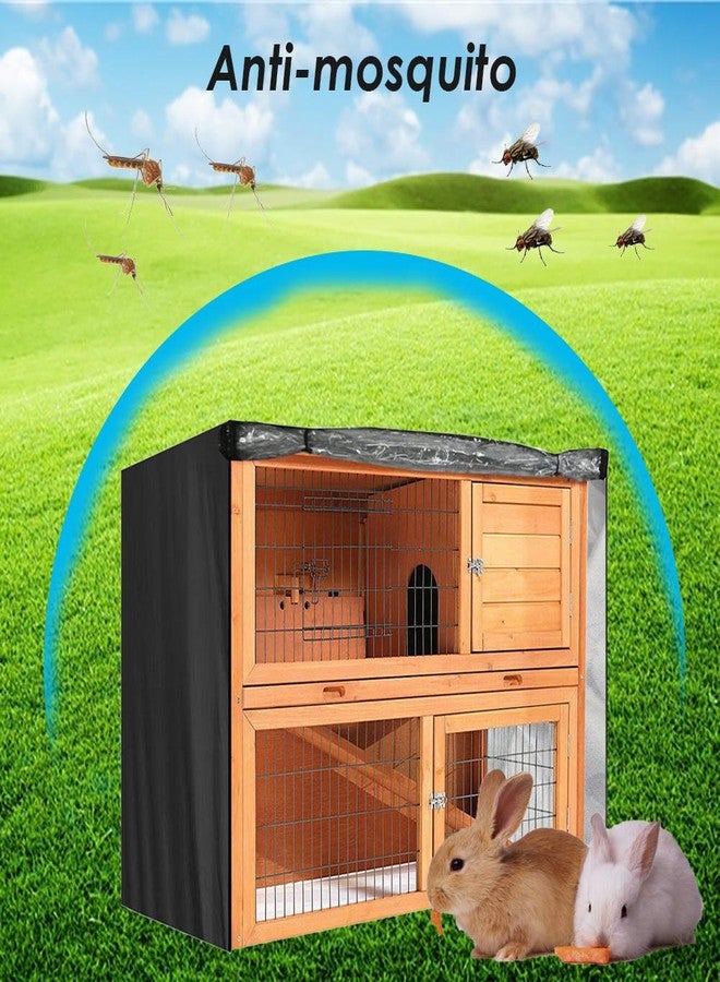 COOSOO Rabbit Hutch Cover Outdoor Waterproof Double Rabbit Cage Dust Cover for Winter Pet Cage Protection with Zipper Opening Visible Window Vent Holes 48x20x41/122x50x105cm - Image 5
